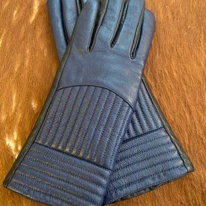 Leather Gloves Blue/Black size 7